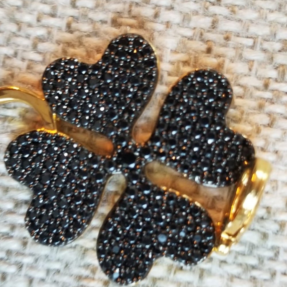 Jewels By Jen Black Crystal Four Leaf Clover Charm - Picture 2 of 9